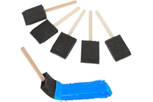 SALBSEVER 5 Pcs 2 Inch Foam Brush Sponge Paint Brushes - Wood Handle for Staining, Varnishes & DIY Craft Projects