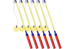Hianjoo 6 Pezzi LED Elettronica Lanterna con Asta per Halloween, San Martino, Feste di Compleanno - 40cm
