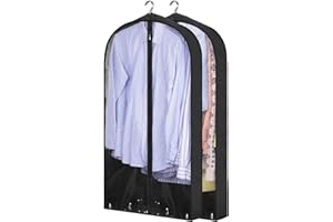 Foeska 2 sztuki toreb na ubrania, pyłoszczelna, przezroczysta torba na ubrania, 60 x 10 x 152 cm, do przechowywania płaszczy, koszulek, sukni wieczorowych, torba transportowa, pokrowiec ochronny (2