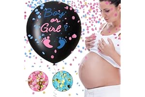 ETLEE Gender reveal ballon - 2 Stück 36 Zoll Großer Boy or Girl Ballon Mit Rosa und Blauem Konfetti for Baby Party wie Baby Shower oder Geschlechtsankündigungen