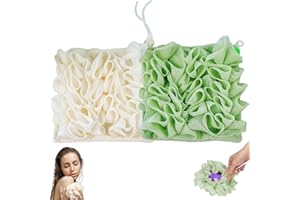 RANYAKE 2 Stück 2-in-1-Badeseifenschwamm, Duschschrubber, Luffa-Duschschwämme, Kordelzug umwickelte Seife, Duschball, einfarbig, für Dusche und Bad, Herren und Damen