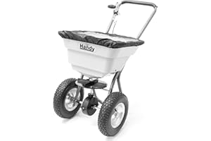 The Handy Broadcast Spreader for Fertiliser, Grass Seed or Refined Ice Salts - 36kg Hopper, Adjustable Feed Control - 2 Year Guarantee
