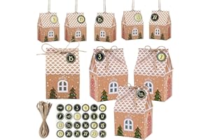 LKNBIF Caja Calendario Adviento, 24 Cajas Calendario Navidad con 24 Pegatinas de números, DIY Bolsa de Regalo Navidad, Navidad Fiesta Decoración Boda, Calendario de Navidad DIY