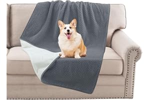 BellaHills Waterproof Dog Blanket Washable Flannel Blanket for Dogs and Pets, Pet Throw Protects for Sofa Car Bed Cover with Soft Plush, King 274x215cm, Grey