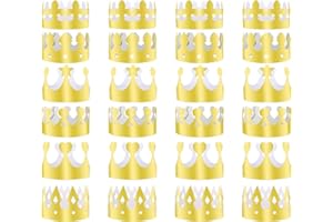 TUPARKA 24 Stk. Papierkrone Golden King Crowns Goldfolie Party Crown Hutkappe zur Geburtstagsfeier Babyparty Foto Requisiten (6 Styles)