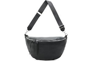 ITALYSHOP24-COM XXL Tasche Bauchtasche Hüfttasche Crossbody Schultertasche Umhängetasche Kunstleder Gürteltasche Crossover Slingntasche Unisex Bag Dunkelblau