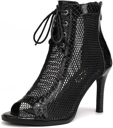 Chaussures De Danse Latine Soldes AOQUNFS Chaussures De Danse Latine Femme Bottines De Danse Salsa Tango Bachata De Salon,L569-Argent-10,EU 34 Bottines De Danse Latine
