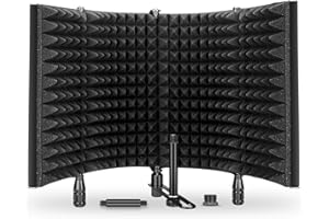 Aokeo Filtr pop do mikrofonu z absorbującą pianką, pochłaniający dźwięk, parasol izolacyjny mikrofonu, regulowany daszek izolacyjny mikrofonu, osłona przed wiatrem, ochrona przed wiatrem (AO-504)