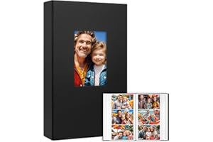 NISELITY 360 poches album photo 10x15, grande capacité couverture en cuir détient 360 photos, pages sans acide albums photo avec fenêtre frontale pour la famille mariage anniversaire photos de (Noir)