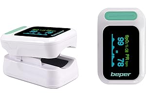 BEPER P303MED050 Pulsoksymetr Palcowy, Oksymetr, Pulsoksymetr Nasycenia Tlenem (Spo2), Częstość Tętna (Pr), Wyświetlacz LED, Zasilanie Bateryjne, Smycz w Zestawie