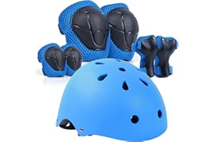 LANOVAGEAR Set de Protección Infantil 7 en 1 - Casco Ajustable + Rodilleras, Coderas y Muñequeras para Niños y Niñas | para Skate, Patinaje, Ciclismo y Monopatín