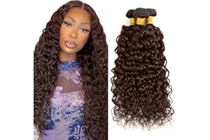 Tuheerst #4 Chocolate Brown Color Human Hair Bundles Water Wave Unprocessed Glueless Double Weft Weave Human Hair Extension For Woman 3 Bundles Total 150g 14 16 18 Inch