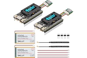 YELUFT Lot de 2 cartes de développement ESP32 LoRa V4 pré-soudées avec module GNSS, batterie de 3000 mAh, Wi-Fi intégré Bluetooth SX1262 868 MHz LoRa, écran OLED 0,96", interface USB-C pour Meshtastic