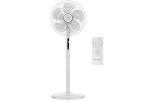 Brandson - DC Standventilator energiesparend ECO - Preisträger 2025 - sehr leise - mit Fernbedienung - Brushless Silent Motor - Oszilation 80° - Ventilator Timer – 12 Stufen