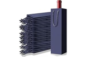 YAYAFUNFUN Blue Wine Bags, Wine Gift Bag Bulk x 12, Bottle Bags for Wine, Reusable, Single Spirits Tote Bag with Strong Rope Handles for Wedding Birthday Christmas Party