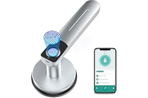 BIWIBON Fingerprint Door Lock, Smart Door Lock Door Handle with APP Control, Smart Locks Front Door Digital Door Lock for AirBnB, Home, Office, Bedroom (Silver)