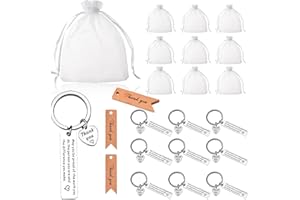 Bestomrogh 10 Sets Thank You Keychain Gifts Appreciation Gifts Proud of You Keyring Gifts with 10 Pcs White Organza Bags and Thank You Cards Inspirational Keyring for Teacher Colleague Nurse Doctor