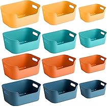 Set 12 Cestini Portaoggetti In Plastica Con Manici - Per Bagno, Cucina, Cosmetici E Scaffali - Foto 6