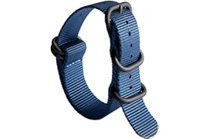 BINLUN Correa de Reloj de Nylon Military G10 Ballistic Nailon Bandas Multicolor para Hombres Mujeres 18mm 19mm 20mm 21mm 22mm 23mm 24mm con Hebilla de Acero Inoxidable Plateado/Negro