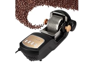 FOKH Electric Coffee Roaster Machine,1500W Full‑Automatic Household Electric Coffee Bean Roaster Machine with 7 Options,Professional Electric Coffee Bean Roaster for Home/Restaurant (Black)(UK)