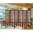STAR WOODEN HANDICRAFTS Wooden Partition for Living Room,Room Divider 6 Panels,Partition Wall Divider,Wooden Screen Separator, Wall Panel Divider for Hall Brown