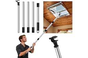 YIBEBE Canne Télescopique pour Stores et Fenêtres De Toit: Perche Telescopique Conçu pour Contrôler les Lucarnes - pour Ouverture et Fermeture de Fenêtre - Acier Inoxydable 185 cm (A set)