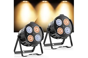 ZonQoonz 2PCS 200W COB Lumiere Par Blanc Froid/Chaud Effets, 4 LED Éclairage de Scène DMX 4/8CH avec Son Activé pour église Mariage Théâtre Éclairage Architectural Extérieur