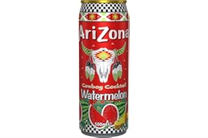 AriZona - Cowboy Cocktail Pastèque Watermelon - Cocktail de Fruits 100% Plaisir - 6 Canettes de 500 ml