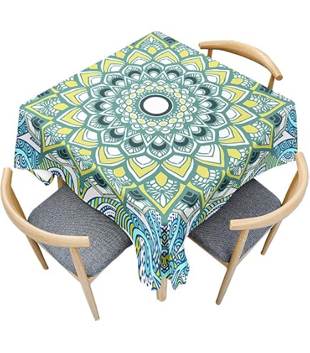 Tovaglia Rettangolare, Morbuy Tovaglie da Tavolo Impermeabile Antimacchia 100% Poliestere con Mandala Stampa 3D per Cucina Giardino Feste Decorazioni (Rosso,140x220cm