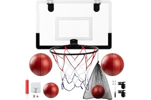 wulwun Mini Basketball Hoop for Kids, Indoor Basketball Hoop and 4 Balls for Bedroom Wall Mounted, Sport Toys Gift for Boys Girls Age 5 6 8 10 Cool Stuff for Bedrooms Garden Office