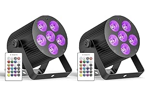 Oloaxolx 2er 60W Akku LED Par Strahler Wiederaufladbar, RGBWA+UV 6 LED Bühnenlicht mit Fernbedienung DMX512 Partylicht für DJ Disco Live Hochzeit Indoor Outdoor Ausstellungshalle