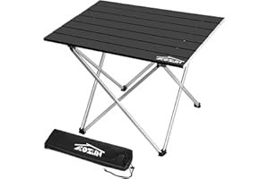 AKOZLIN Portable Camping Table with Carrying Bag Ultralight Outdoor Folding Table with Aluminum Table Top Easy to Carry Prefect for Picnics, Hiking, Fishing, Barbecue 56×40×40cm