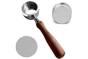 YUEHUAMECH Portafiltro sin suelo, 51 mm, con colador, cesta de filtro, mango de madera maciza, portafiltro sin suelo, compatible con cafetera espresso DeLonghi EC680/EC685