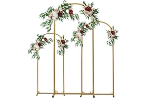 cadciehe Arch Backdrop Stand, 6FT, 5FT, 4FT Set of 3 Golden Metal Arch Backdrop Stand Flower Stand Arch Frame for Wedding Ceremony Baby Shower Birthday Party Balloon Arch Decoration 1 Set