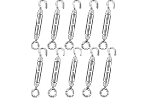 DIYLAND 10Pcs M4 Stainless Steel Turnbuckles, Hook and Eye Turnbuckle Wire Tensioner Adjustable Wire Rope Tensioner for Garden Wire, DIY String Light, Picture Hanging and Curtains Wire