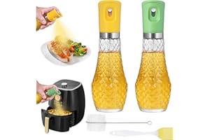 DATEFUN 2 PCS Pulverisateur Huile Cuisine - 260ML Vaporisateur Huile Cuisine - Spray Huile Transparente - Bouteille Huile avec Brosse de Nettoyage - Cooking Spray pour la Cuisson, Grillades, Salades