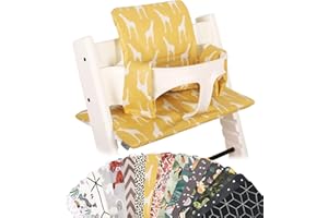 UKJE Cushion Compatible with Stokke Tripp Trapp - Soft Seat Cushion for Infants, Babies & Toddlers, High Chair Accessories, Cotton Fabric Insert, Easy to Install, Handmade in Europe (Yellow Giraffe)