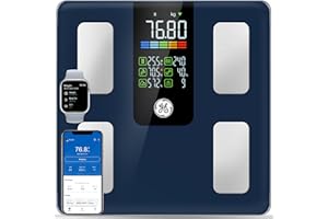 GE Smart Scale for Body Weight, BMI, Body Fat, Muscle Mass, Digital Bathroom Scales 225kg/500lbs for Bluetooth Weight Monitor Large Platform Weighing Machine Health Analyzer with App