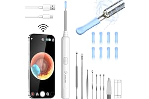 VITCOCO Otoscopio Detergente per le Orecchie Portatile con Fotocamera HD da con 6 LED e Strumento 8 Plettri Abbinati, Adatto per Smartphone e Tablet IOS e Android