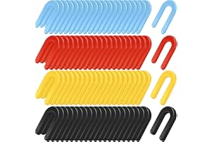 ASMIZ 400Pcs Horseshoe Shims, Plastic Shims, U Shaped Tile Spacers, Structural Plastic Shims for Leveling, Blue 1/16”, Red 1/8”, Yellow 3/16”, Black 1/4”