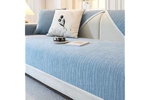 Yahbrra Sofa Cover Soft Chenille Sofa Cover: for 1 2 3 4 Seater L Shape Sofa Throw Corner Sofa Couch Cover Universal Non-Slip Dog Cat Sofa Cover (Blue, 70 x 70 cm)