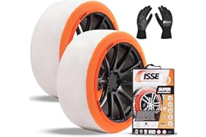 ISSE Super T 66 - Calze da Neve Omologate Italia EN 16662-1 – Catene da Neve Tessili Facili da Installare - Resistenti - Kit con 2 Calze da Neve e Guanti
