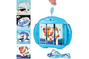 SANFANT Safant 3D Rotating Puzzles for Toddlers 3-6 with Lanyard - Travel Toys for Kids, Fine Motor Skills Toys, Birthday Gift for Boys & Girls (Fishes)
