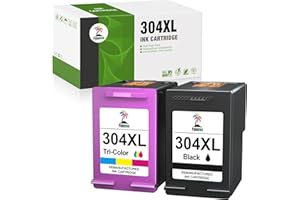 Palmtree Remanufacturées 304XL 304 XL Compatible pour HP 304 Cartouches d'encre pour Envy 5010 5020 5030 5032 Deskjet 2620 2622 2630 2632 2633 2634 3720 3730 3733 3735 3750 3760 (Noir Couleur, 2-Pack)