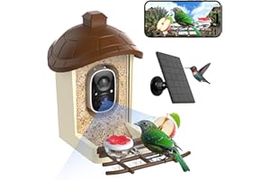 Loirepint Vogelfutterhaus mit Kamera Vogelhaus mit 2K HD Vollfarbe Nachtsicht KI Vogelerkennung Sofortige Benachrichtigung Automatische Aufnahme von Vogelvideos Solarbetrieben Für Vogelliebhaber