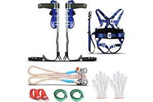 Helangel Juego profesional de clavos para escalar árboles con arnés de seguridad de 5 puntos para todo el cuerpo, equipo de escalada mejorado para la recolección de fruta y el rescate.