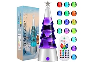 LampGreen Lampe à Mouvement Liquide 30cm En forme de Sapin de Noël avec Télécommande, Lampe Ambiance LED pour Décoration de la Chambre à Coucher et les Décorations de Noël-Base Argentée