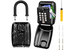 DYDHRER boite a clef exterieur, 12 chiffres boite a clé avec code, avec manille amovible, boite a clefs securisee exterieur pour maison garages ecole bureau(Noir)