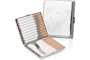 RISVOWO Boîte à Cigarettes pouvant Contenir 20 Cigarettes, Boite a Cigarettes Homme, Boîte à Cigarettes avec Clip, Etui Cigarette en Métal Argenté