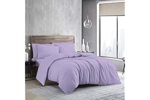 MistyMorning Plain Duvet Cover sets, Soft & Premium quality Bedding & Linen, 100% Egyptian Cotton with 200 Thread Count. (Lilac, King)